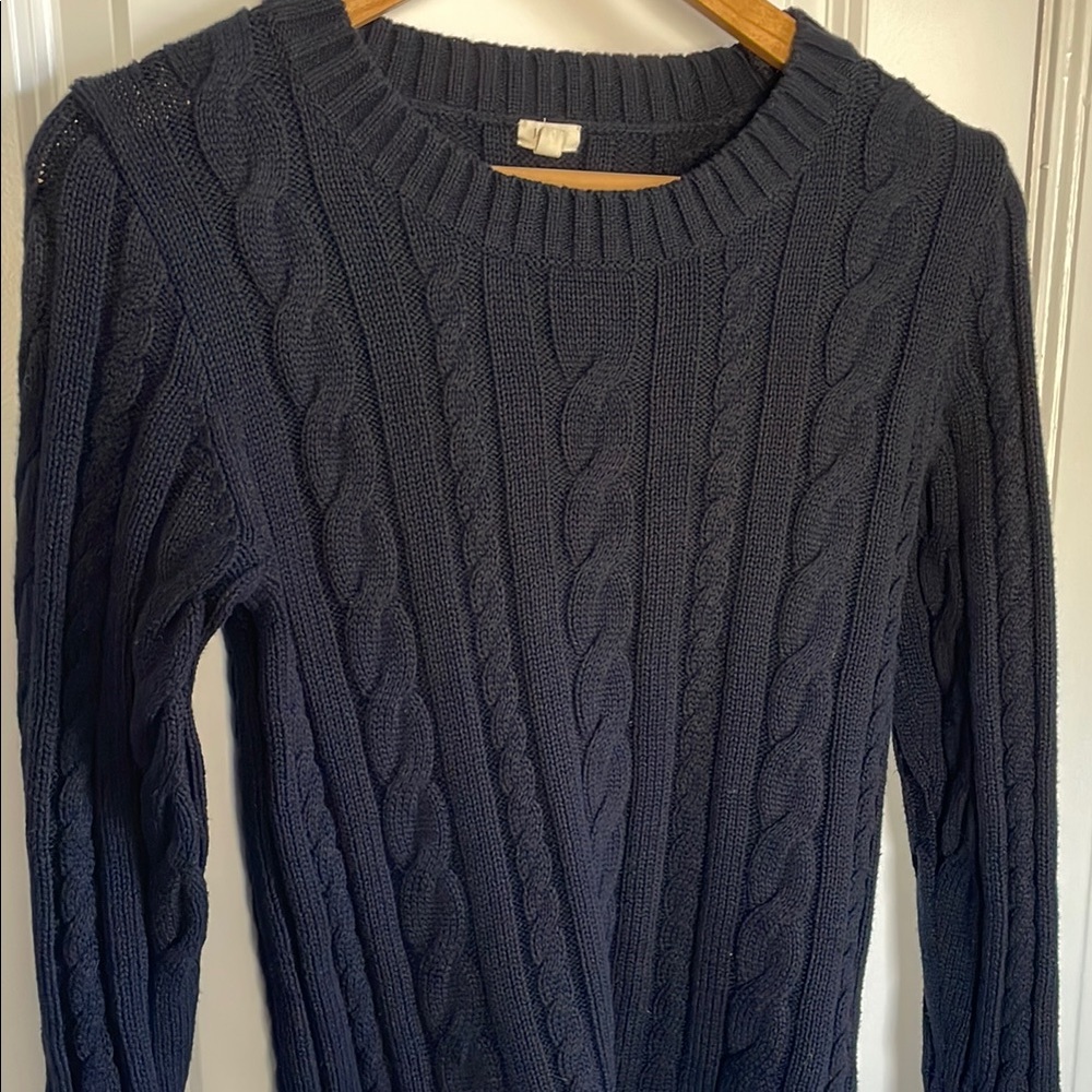 JCrew Navy Fisherman Knit Sweater 100% cotton